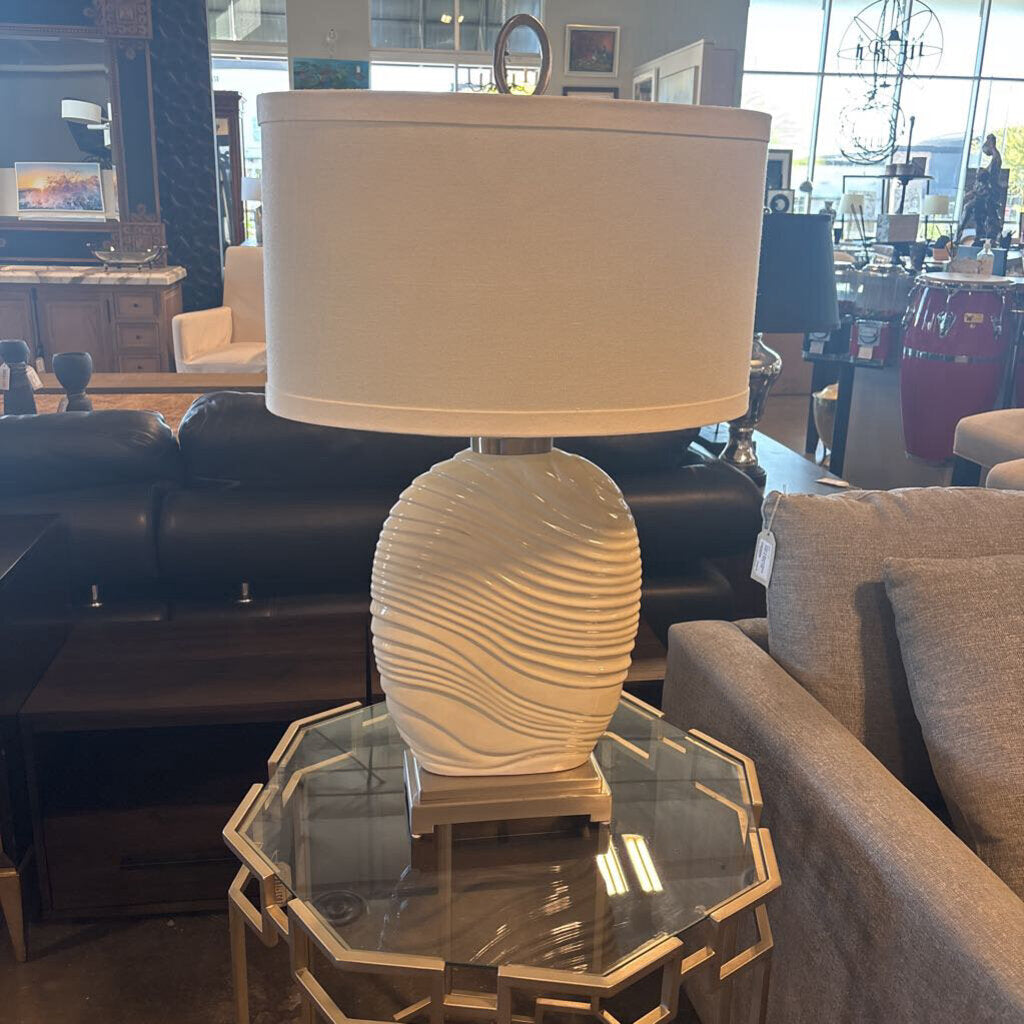 Cream Ceramic Oval Lamp- 19X12X33H