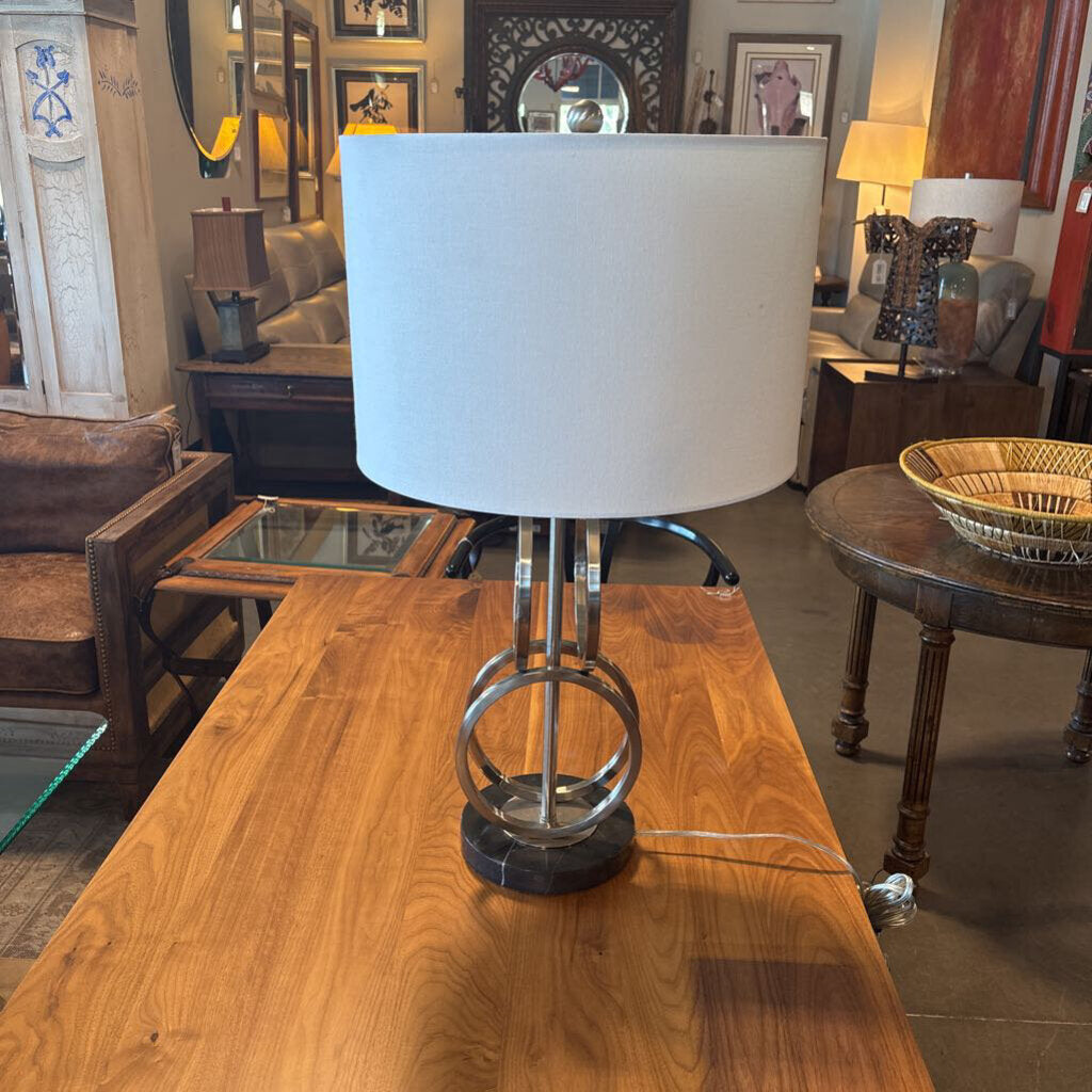 Silver Circles Lamp On Marble Stand- 16X16X29H