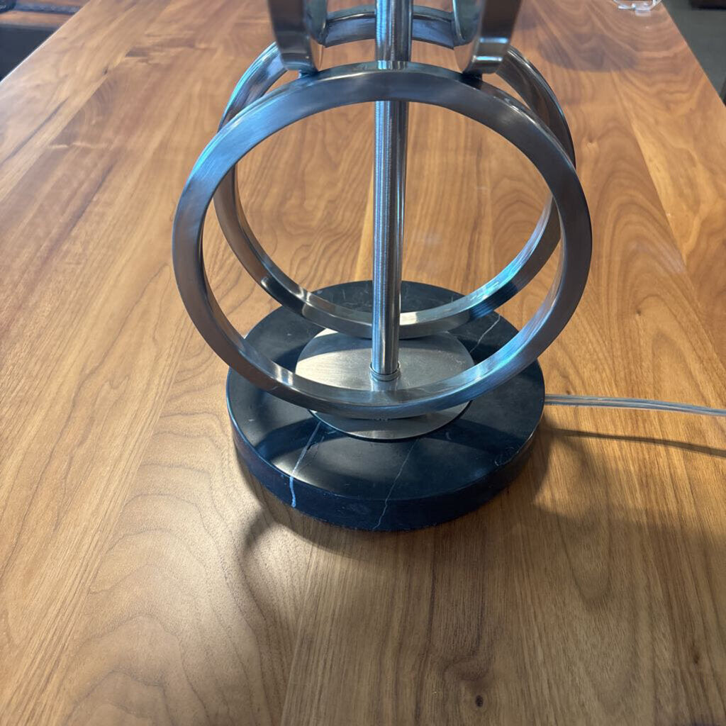 Silver Circles Lamp On Marble Stand- 16X16X29H