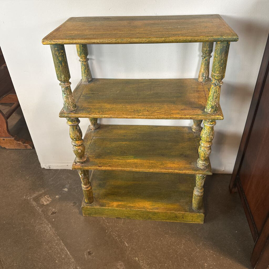 Green Painted Chippy Shelving- 23X12.5X34H