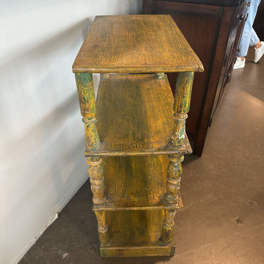 Green Painted Chippy Shelving- 23X12.5X34H