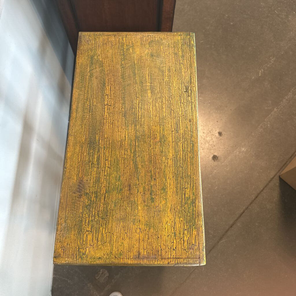 Green Painted Chippy Shelving- 23X12.5X34H