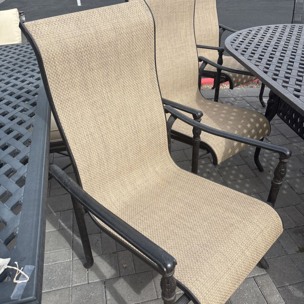 Cast Aluminum Sling Patio Arm Chairs- Set of 6
