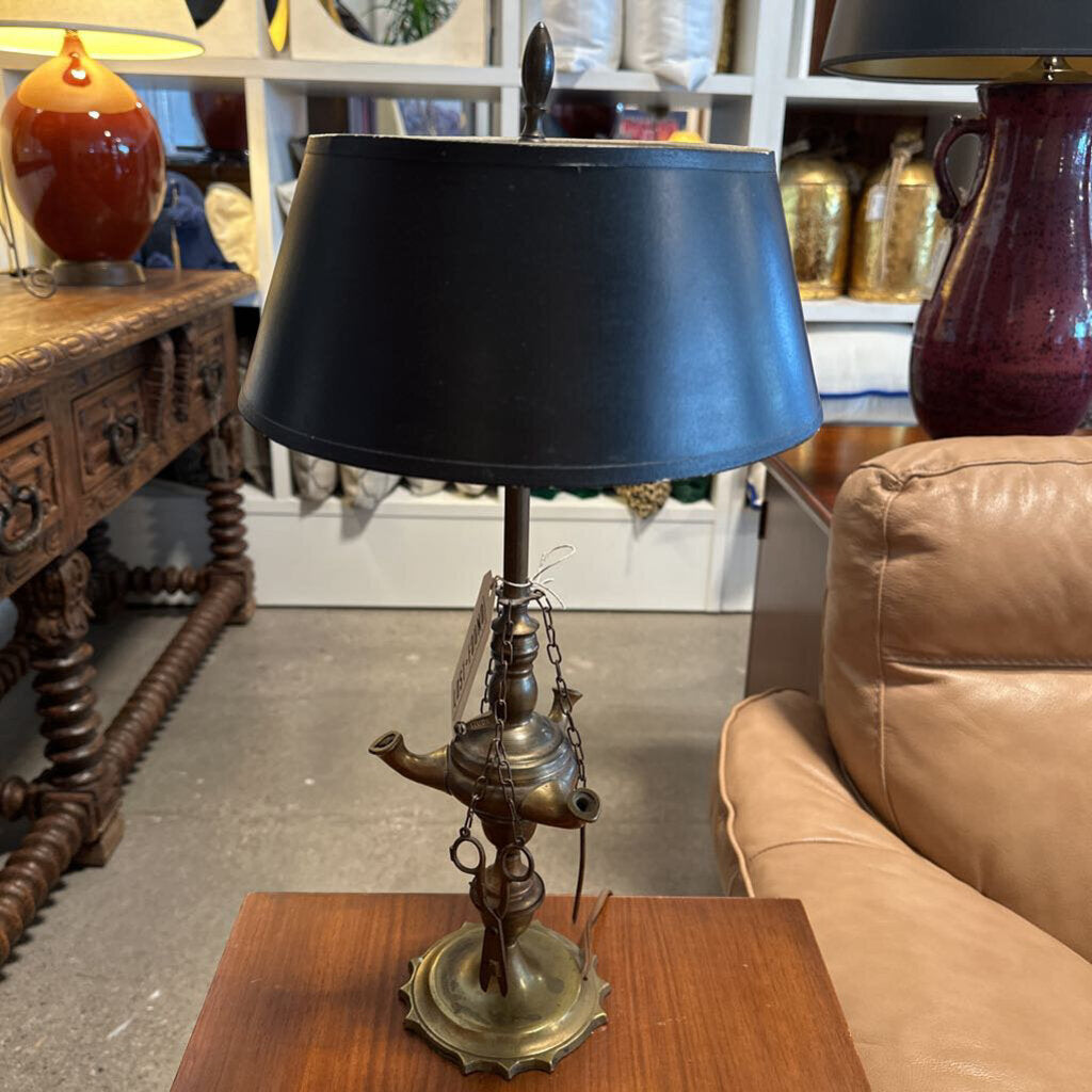 Vintage Brass 3 Burner Converted Oil Lamp - 19H