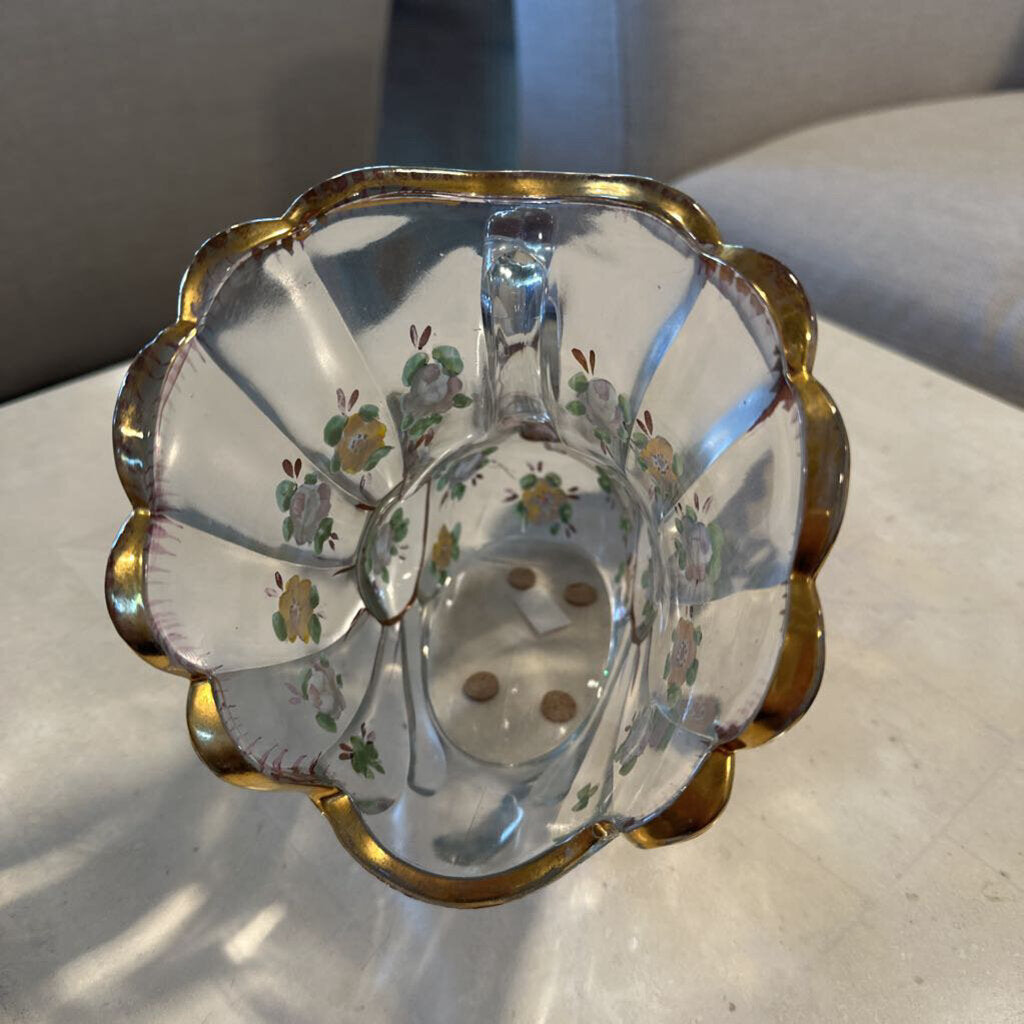 Vintage Painted Swan Depression Glass Serving Basket