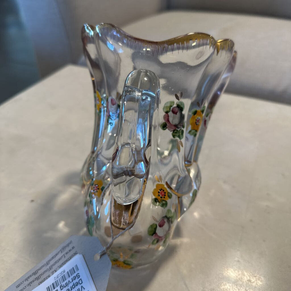 Vintage Painted Swan Depression Glass Serving Basket