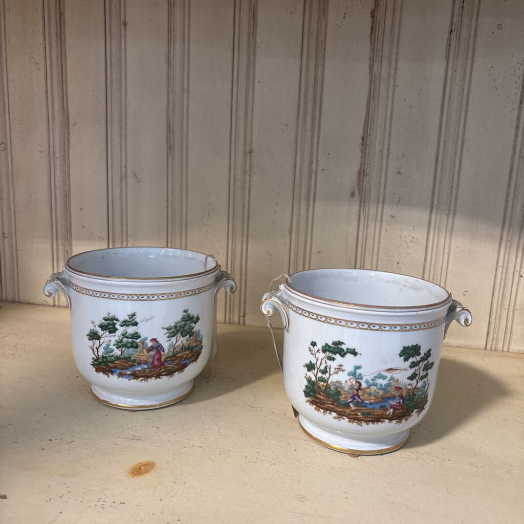 Richard Ginori Italian Scene Porcelain Cachepot