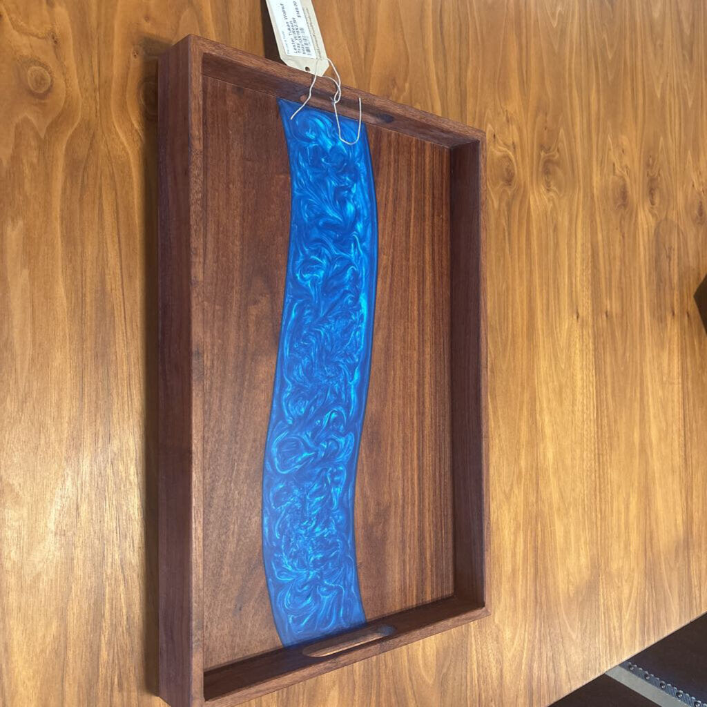 Lester Tukan Walnut Tray W/Resin Inlay13X19X2.5H