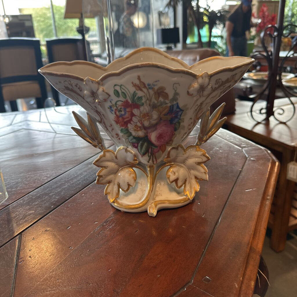 Antique French Porcelain Brides Vase- 11X5.5X8H- AS IS