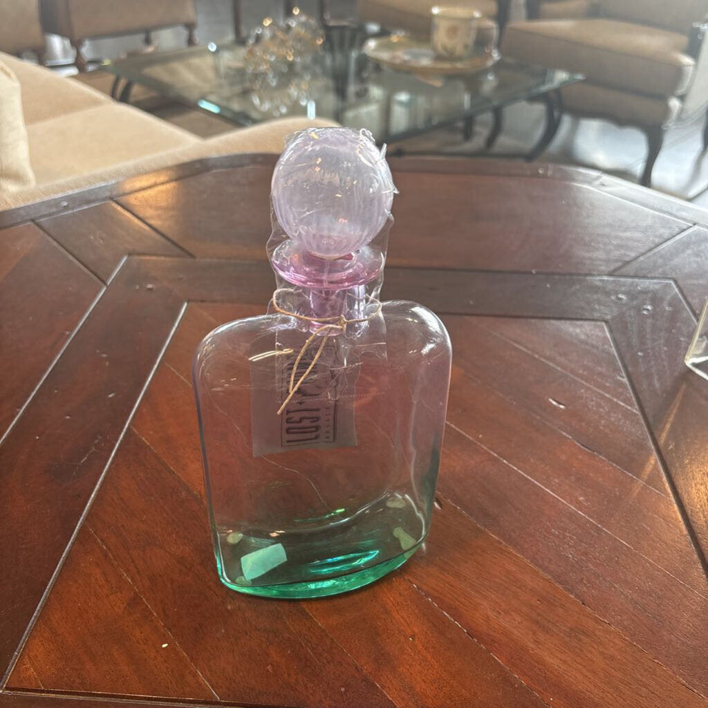 Vintage Carlo Moretti Pink & Green Decanter-5X2.5X9H