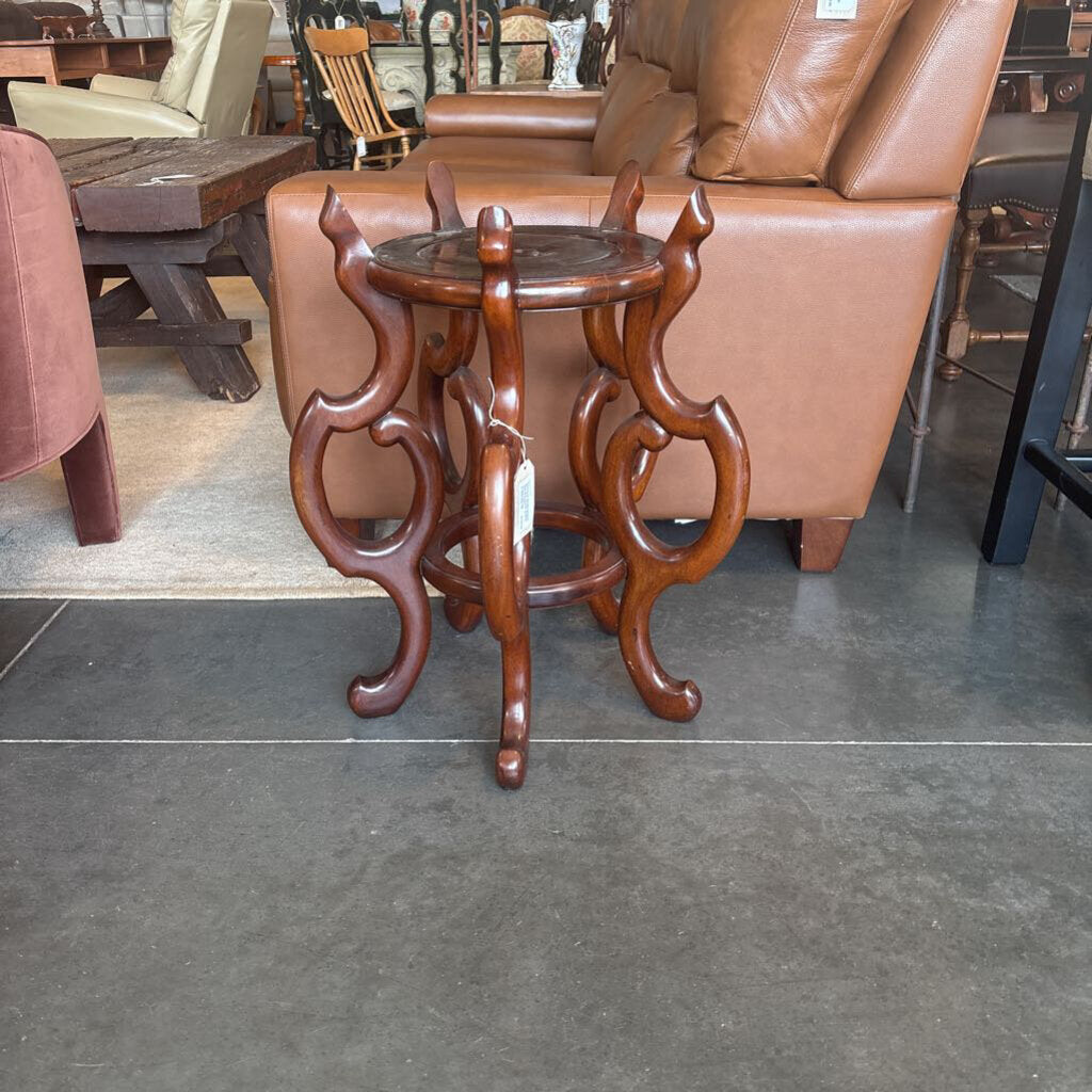 Maitland Smith Wood Scrolled Plant Stand- 21X21X26H