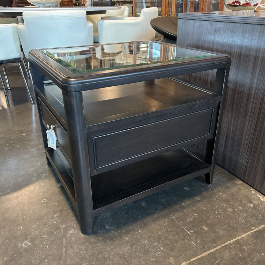 Hammary Side Table W/ Glass Top- 24X27X24.5H