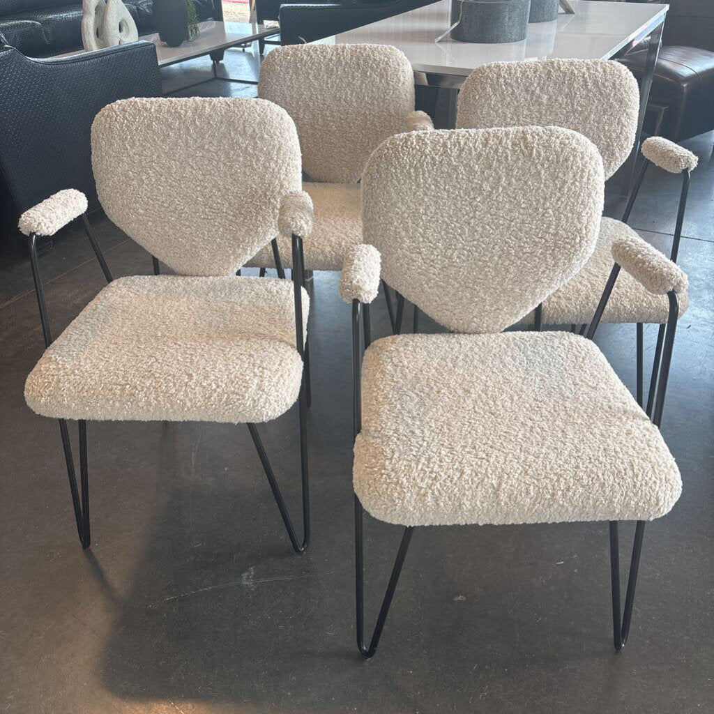 Crate & Barrel Apres Shearling Dining Arm Chairs- Set of 4