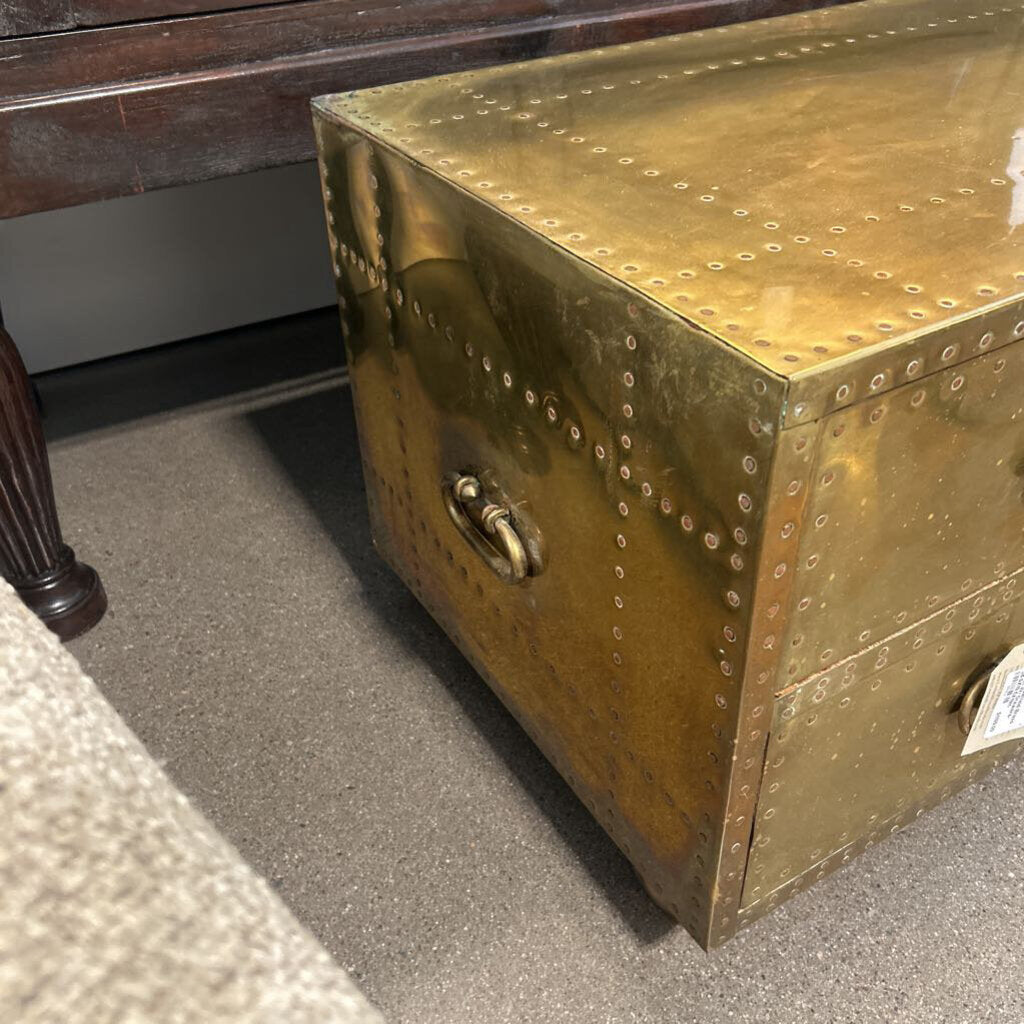 Vintage Sarreid Brass Chest W/ 2 Drawers-34.5X19.5X19H