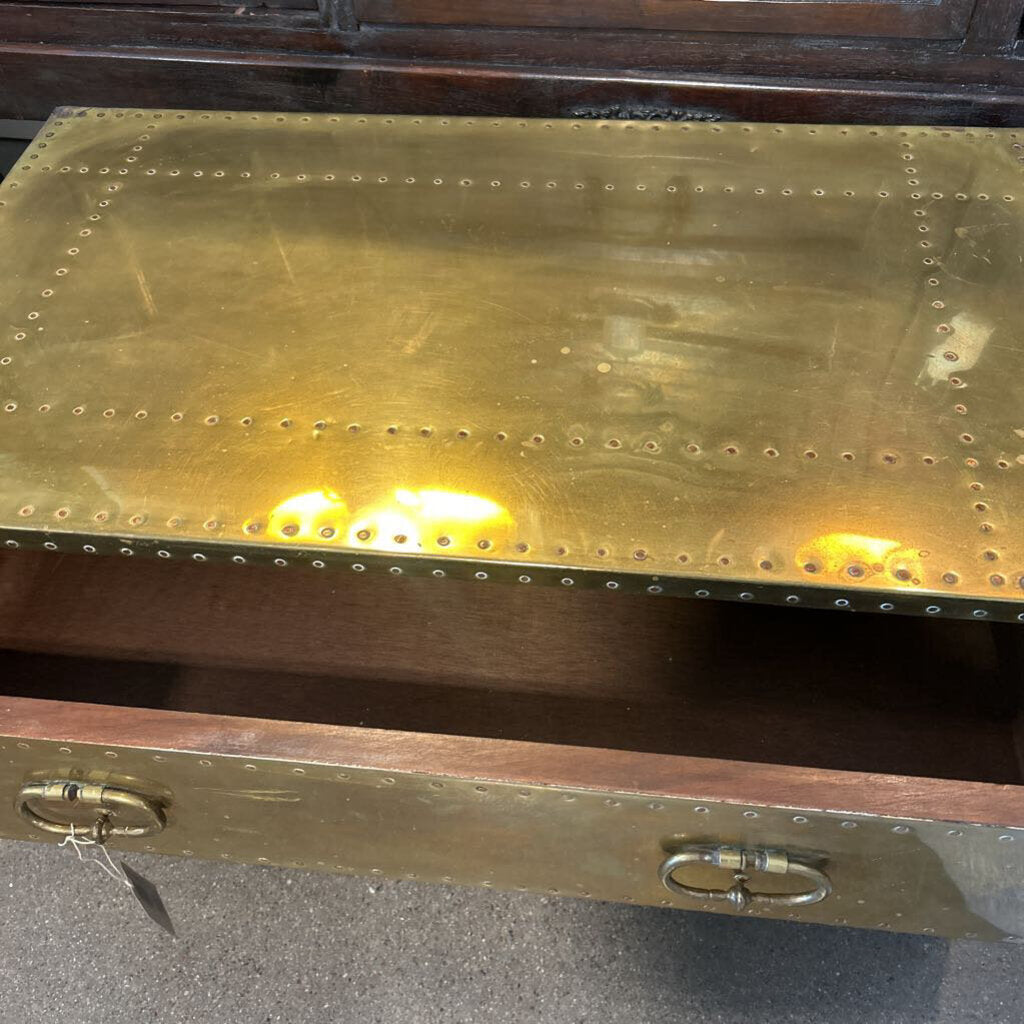 Vintage Sarreid Brass Chest W/ 2 Drawers-34.5X19.5X19H