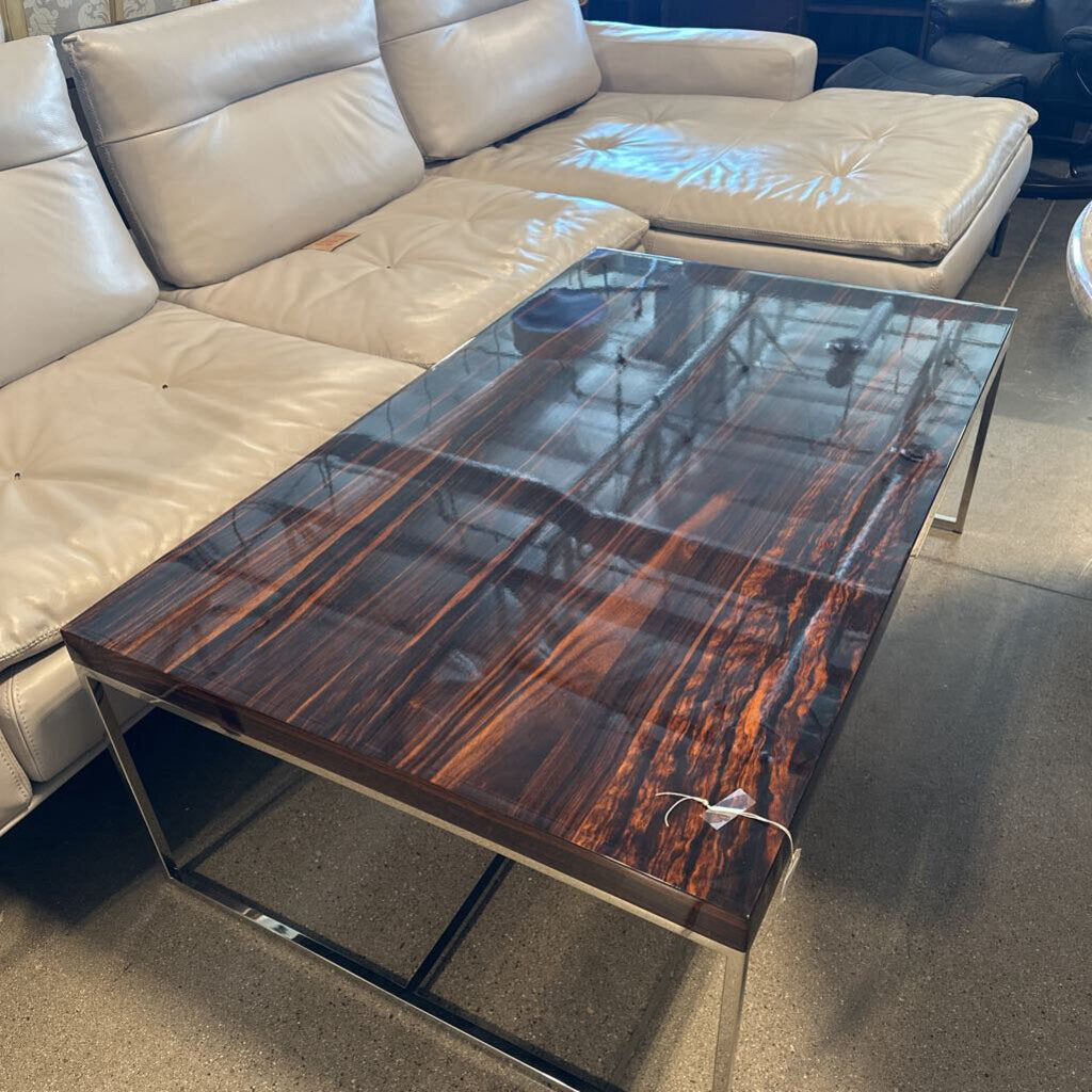 Rosewood Coffee Table W/ Chrome Base- 30X50X17H