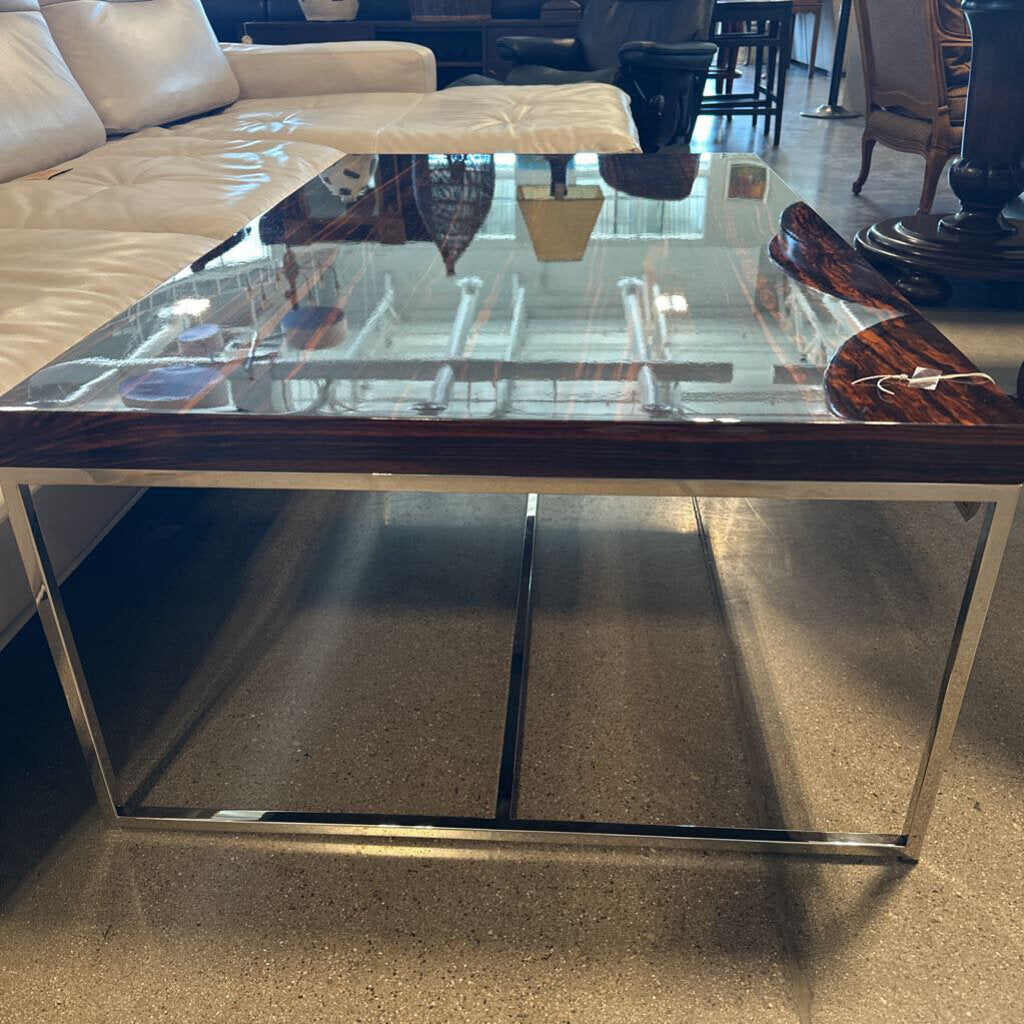 Rosewood Coffee Table W/ Chrome Base- 30X50X17H