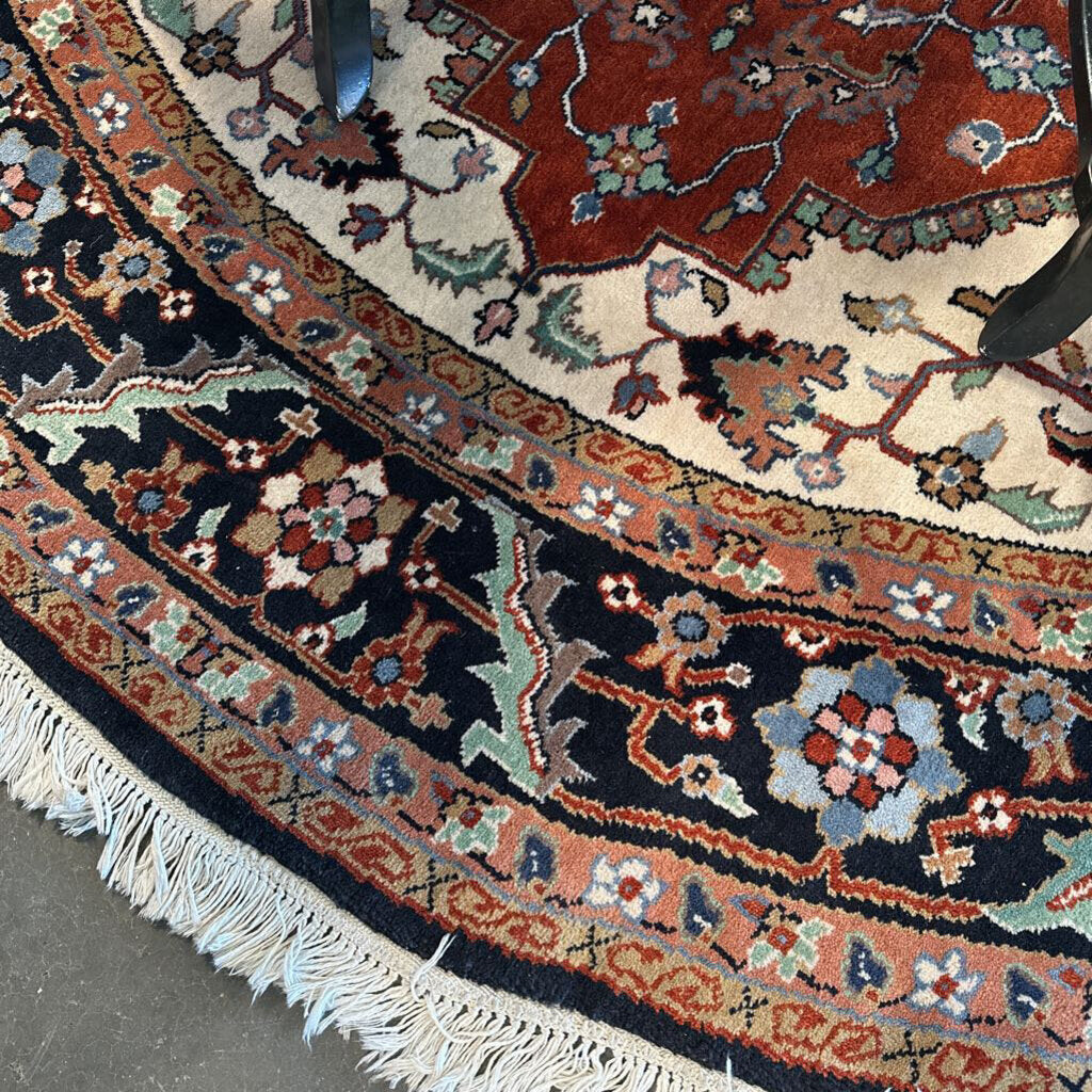 Round Hand Knotted Wool Rug- 9'10"