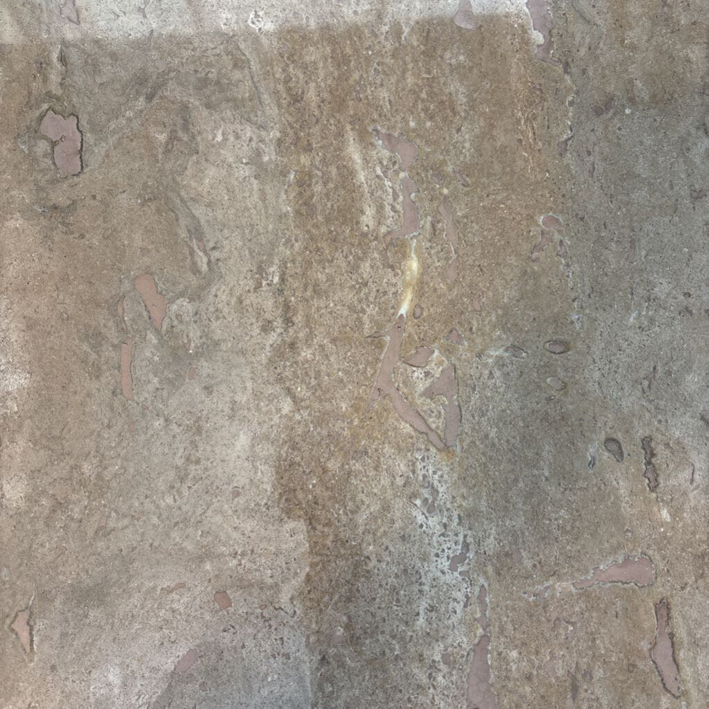 Square Travertine Side Table W/ Metal Base- 25X25X30H