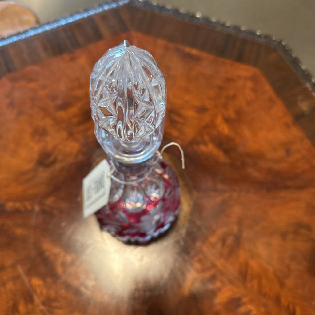 Vintage Red Cut Crystal Decanter - 14"