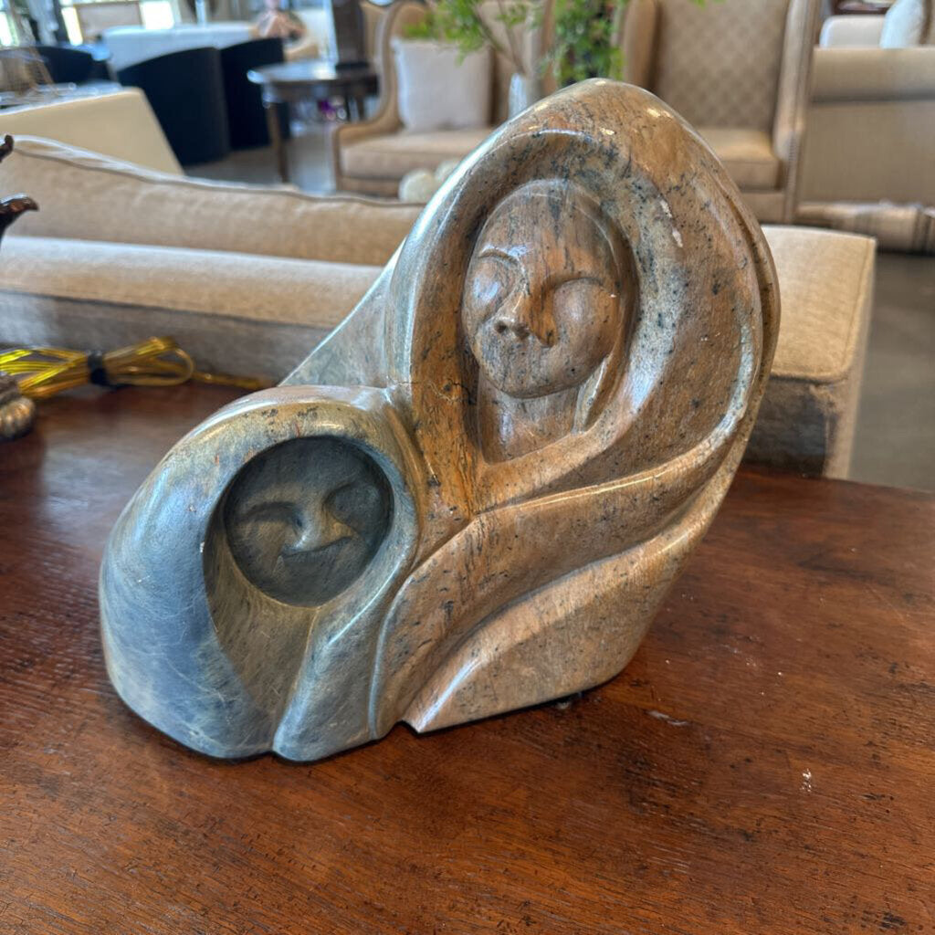 Two Woman Stone Statue - By Thomas Wall - 11X10.5X11H
