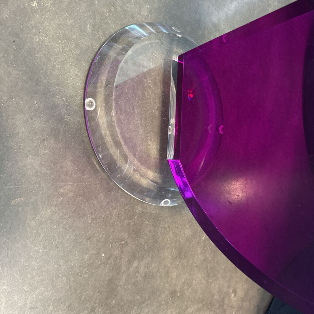 Round Side Table W/ Colorful Lucite Base- 24X21H - AS IS