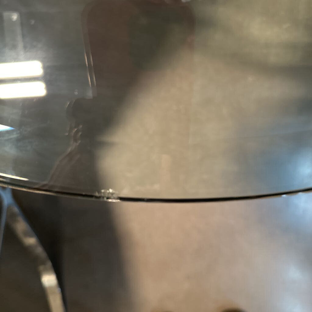 Round Side Table W/ Colorful Lucite Base- 24X21H - AS IS