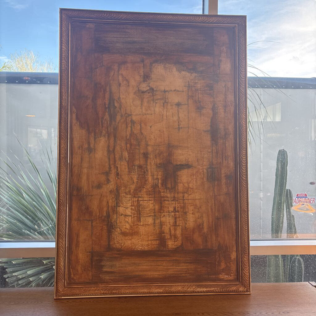 Gold Framed Brown Textured Original Art By Sarah - 37X2X55H