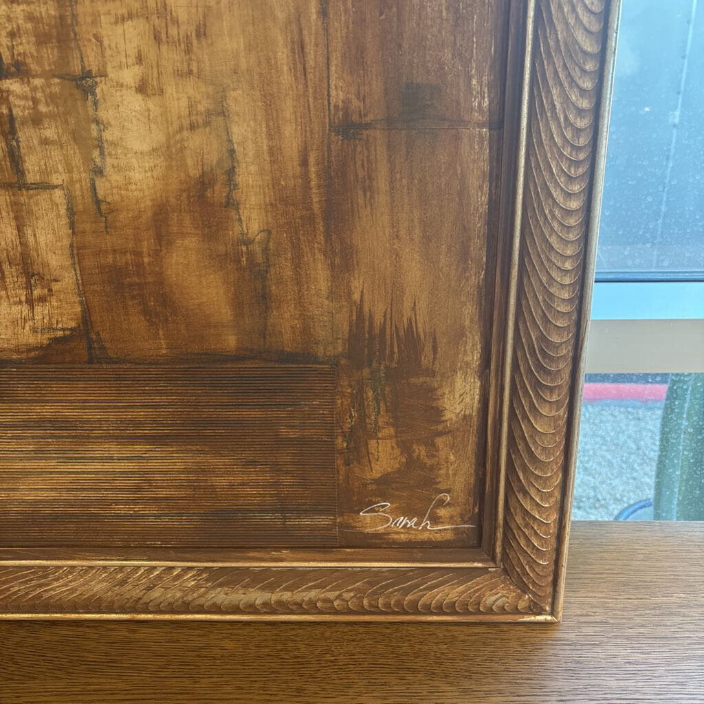 Gold Framed Brown Textured Original Art By Sarah - 37X2X55H