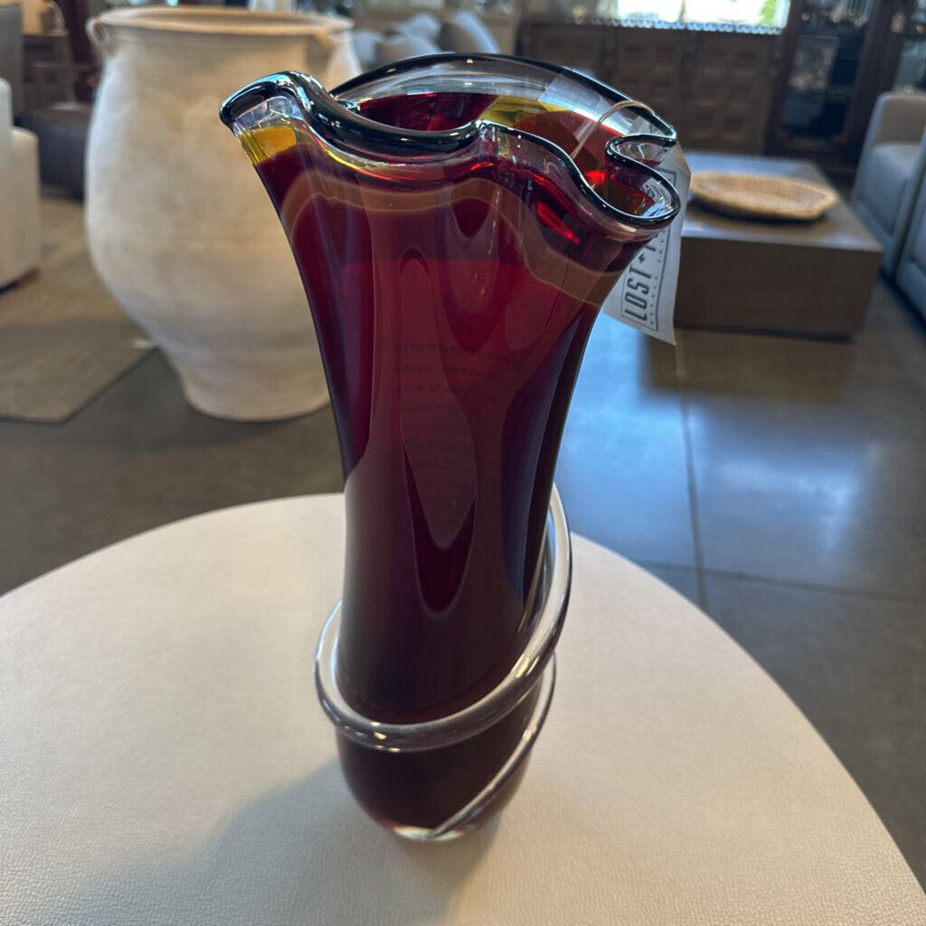 Susan Anne Glass Signed Handblown Vase - 15.5"