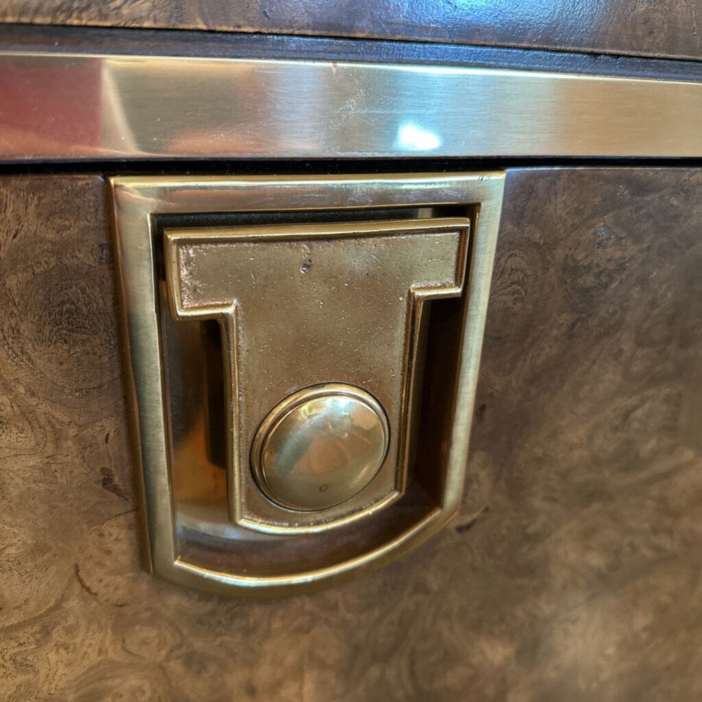 Wood Curio Cabinet W/Brass Accents & Lights- 38X18X88.5H - AS IS