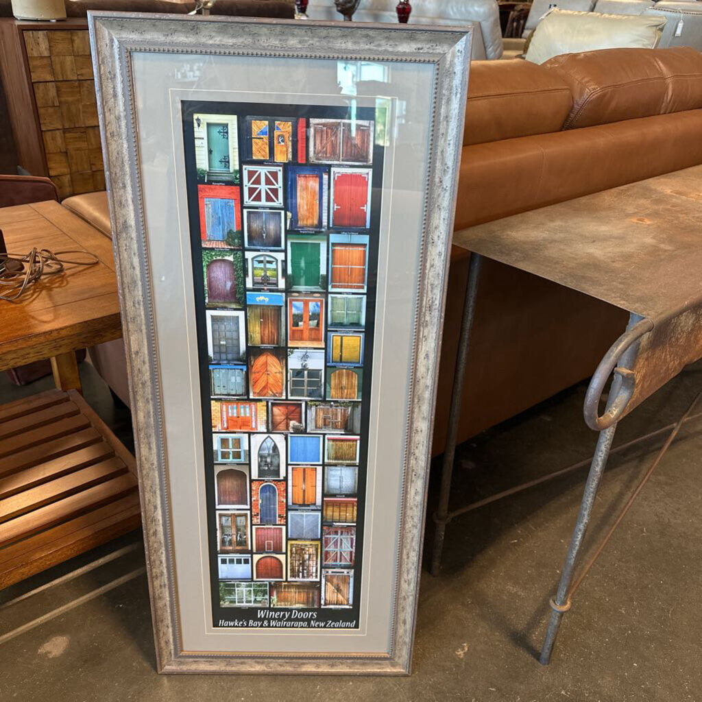 Framed "Winery Doors" Hawke's Bay Framed Print- 18X42