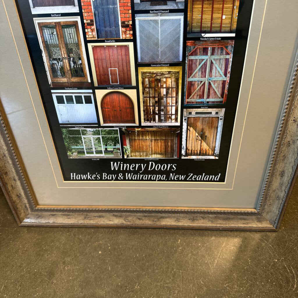 Framed "Winery Doors" Hawke's Bay Framed Print- 18X42