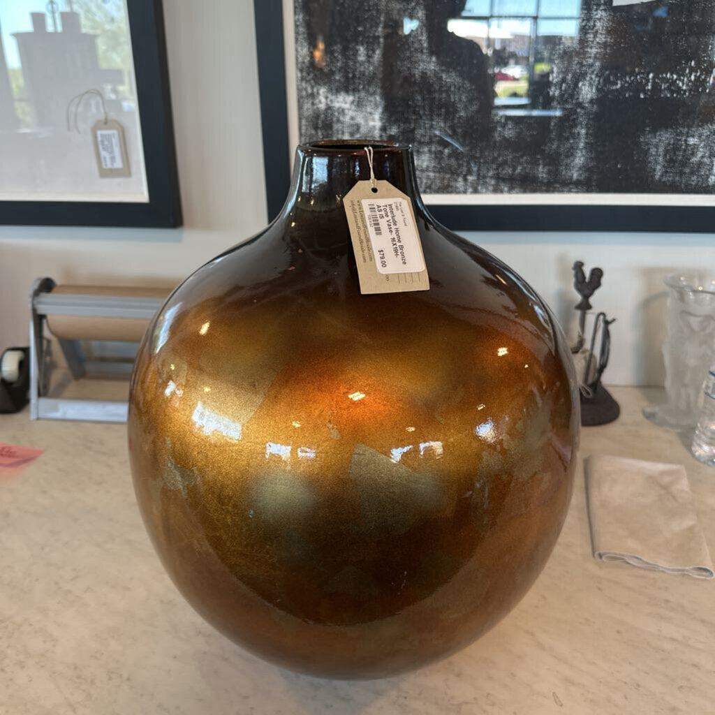 Interlude Home Bronze Tone Vase- 16X19H- AS IS