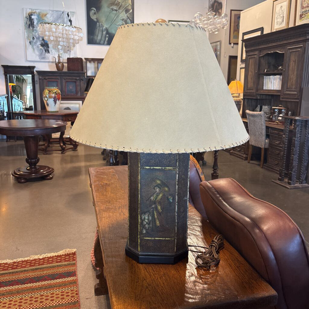 Metal Asian Motif Lamp- 21X29H