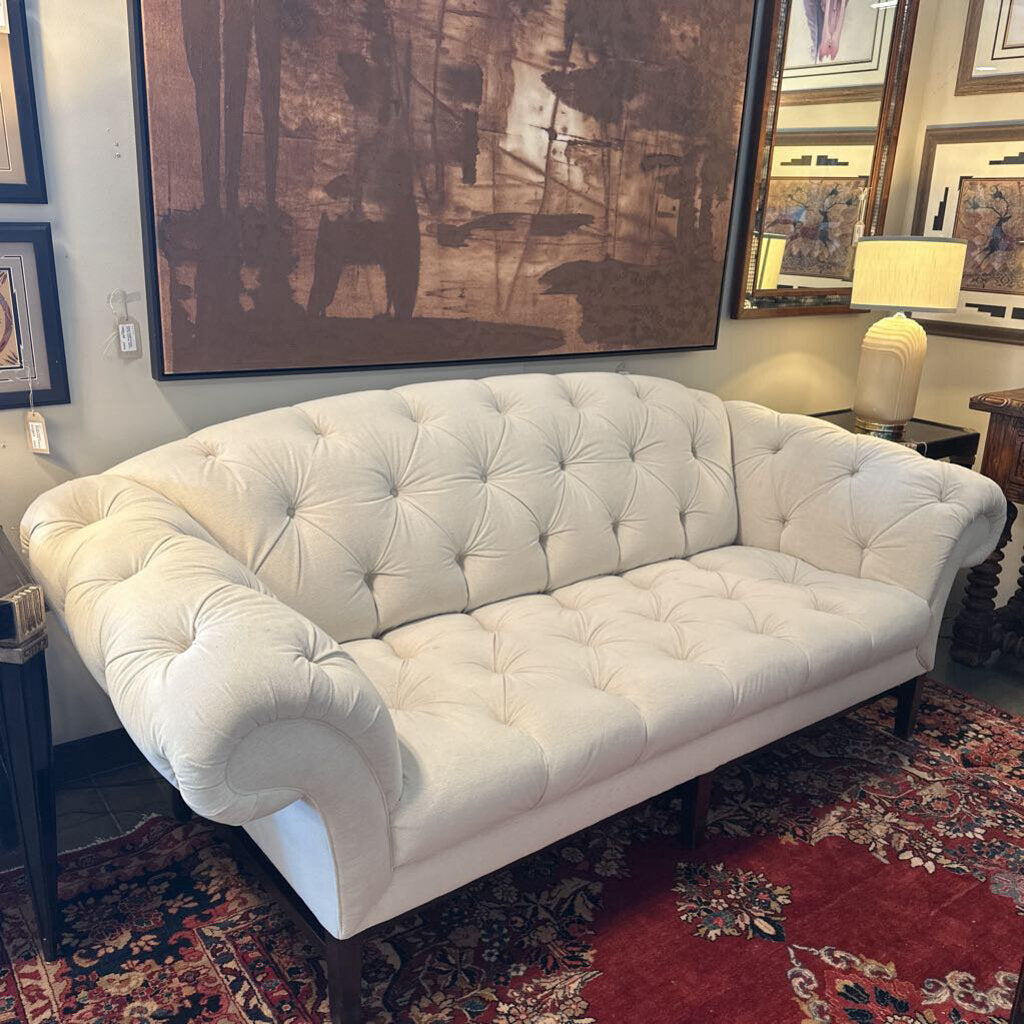 Custom Tufted Cream Sofa- 92"- AS IS