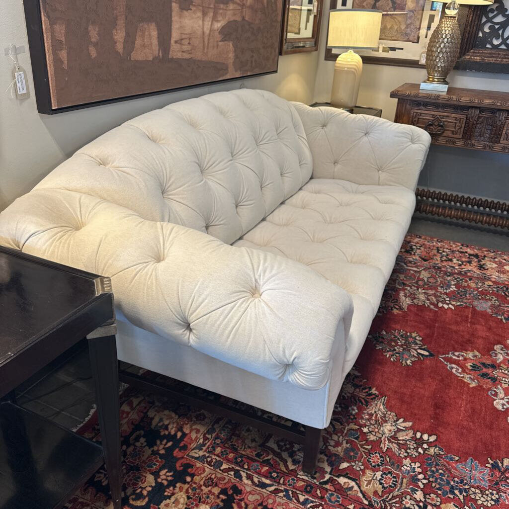 Custom Tufted Cream Sofa- 92"- AS IS