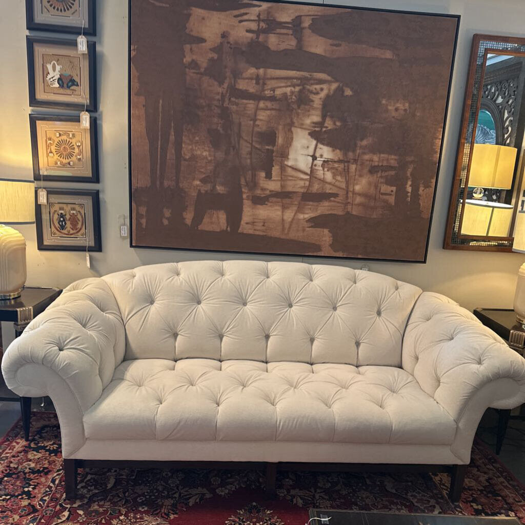 Custom Tufted Cream Sofa- 92"- AS IS