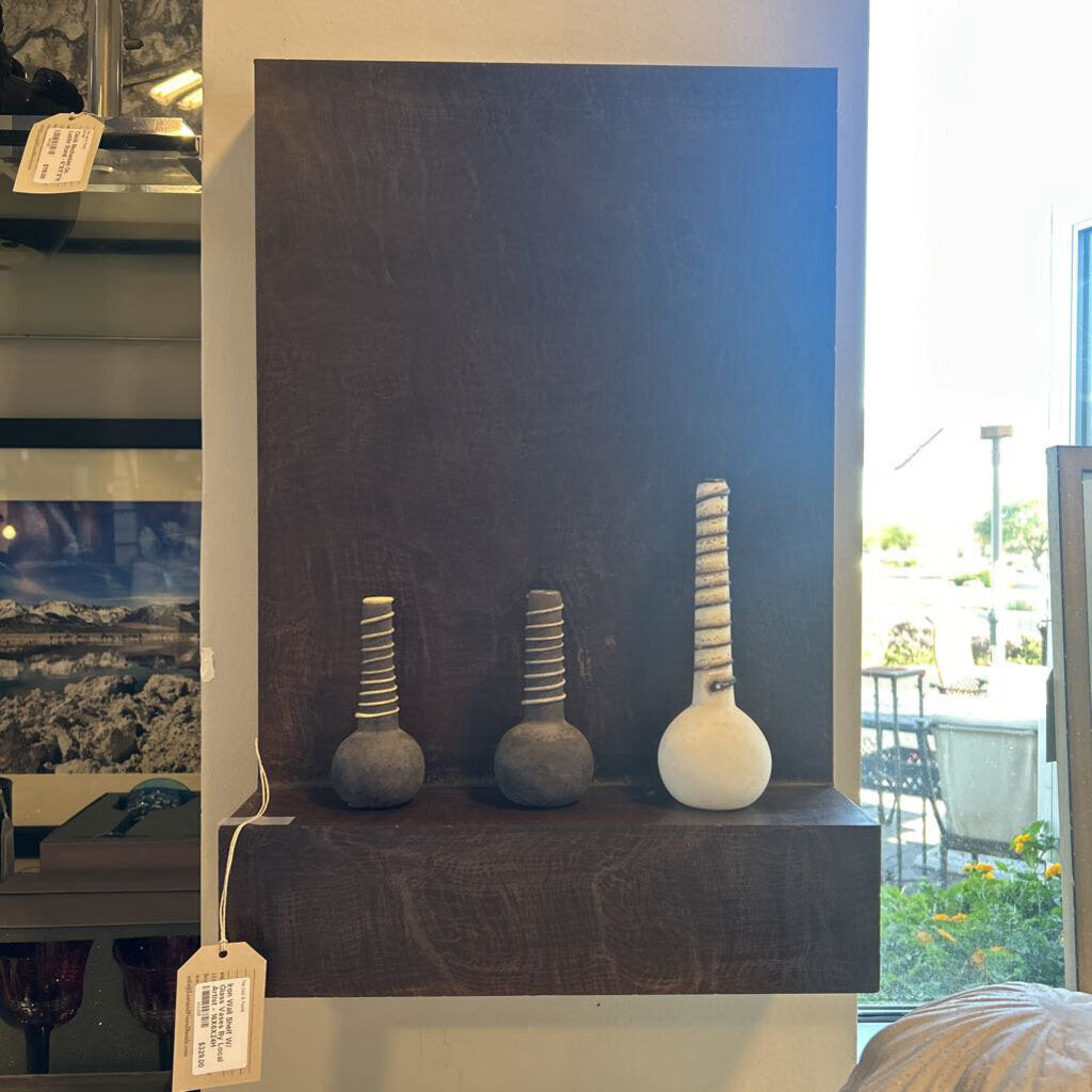 Iron Wall Shelf W/ Glass Vases By Local Artist - 16X6X24H