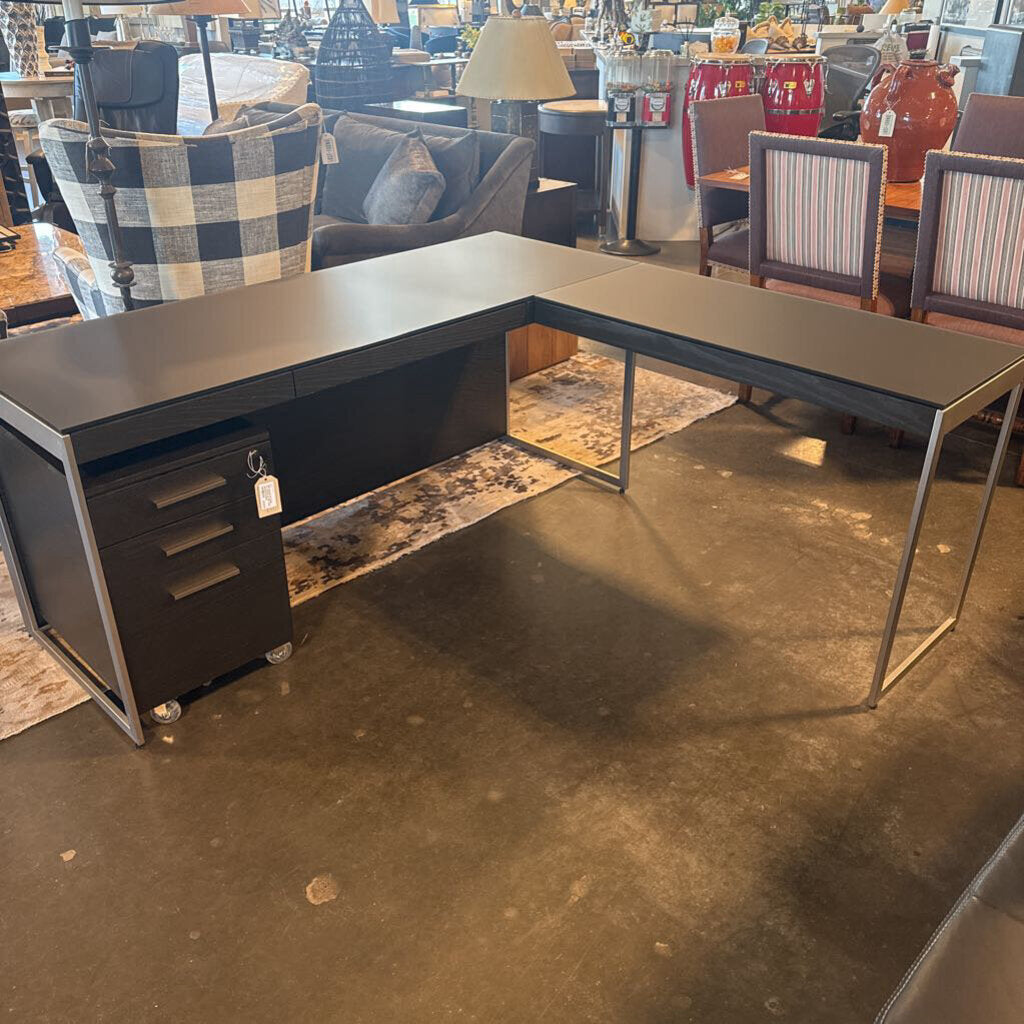 BDI Sequel 20 Desk W/ Return & File Cabinet- 66X66X24X29H