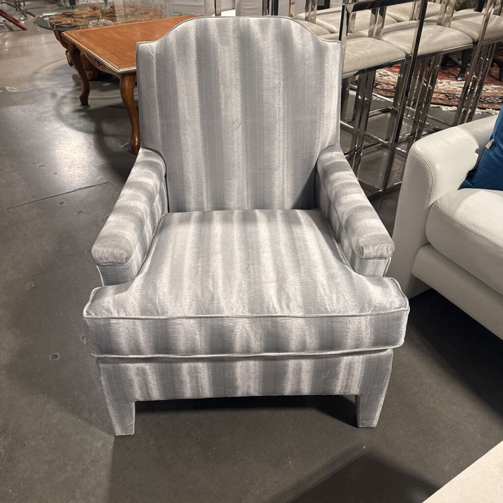Custom Striped Grey & White Chair- 29X37X38H