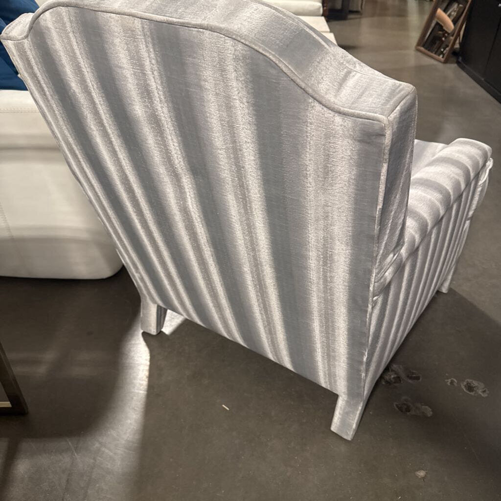 Custom Striped Grey & White Chair- 29X37X38H