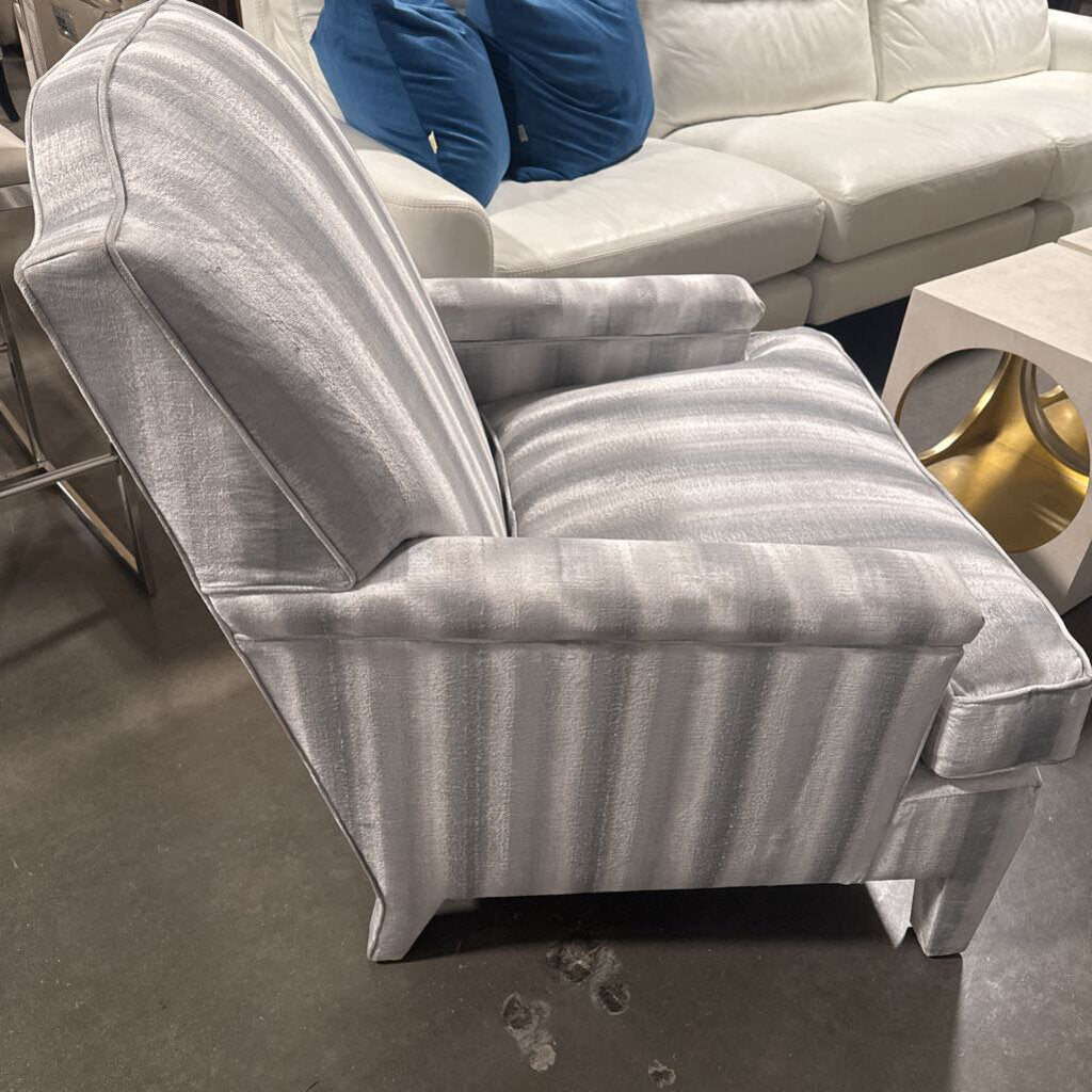Custom Striped Grey & White Chair- 29X37X38H