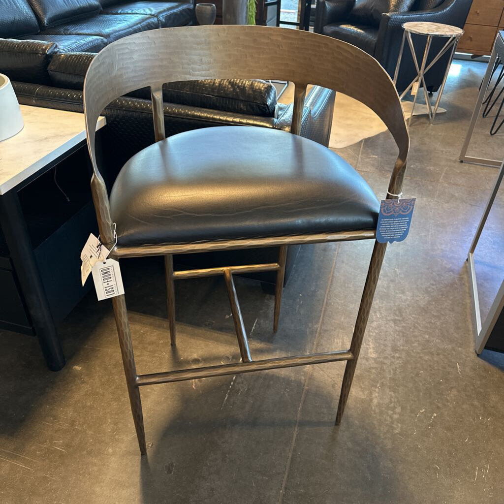 Sunpan Zanatta Charcoal Black Leather Barstool - Single