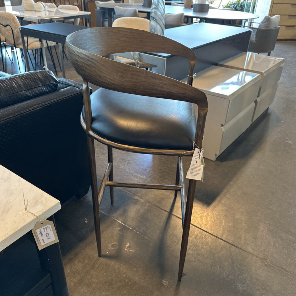 Sunpan Zanatta Charcoal Black Leather Barstool - Single