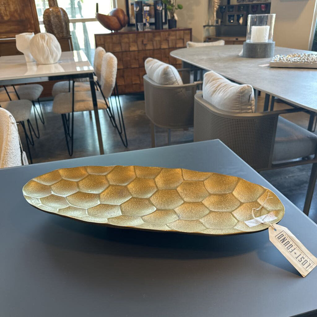 Gold Scalloped Oval Platter - 21X9X2