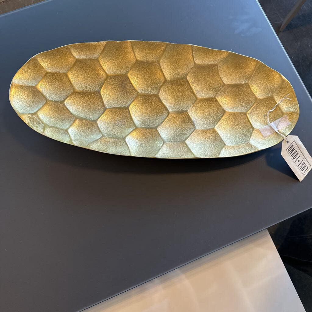 Gold Scalloped Oval Platter - 21X9X2
