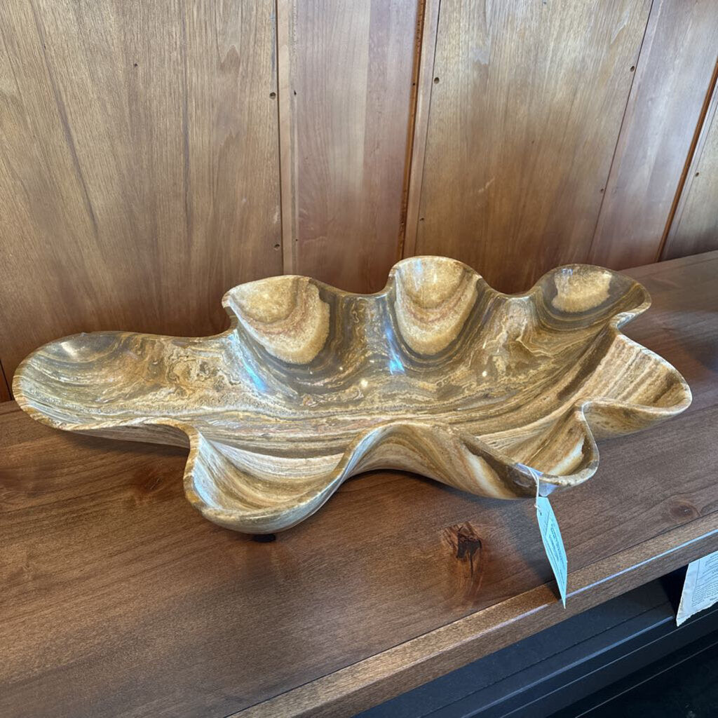 Wavey Brown Marble Bowl - 27X14X4 AS IS