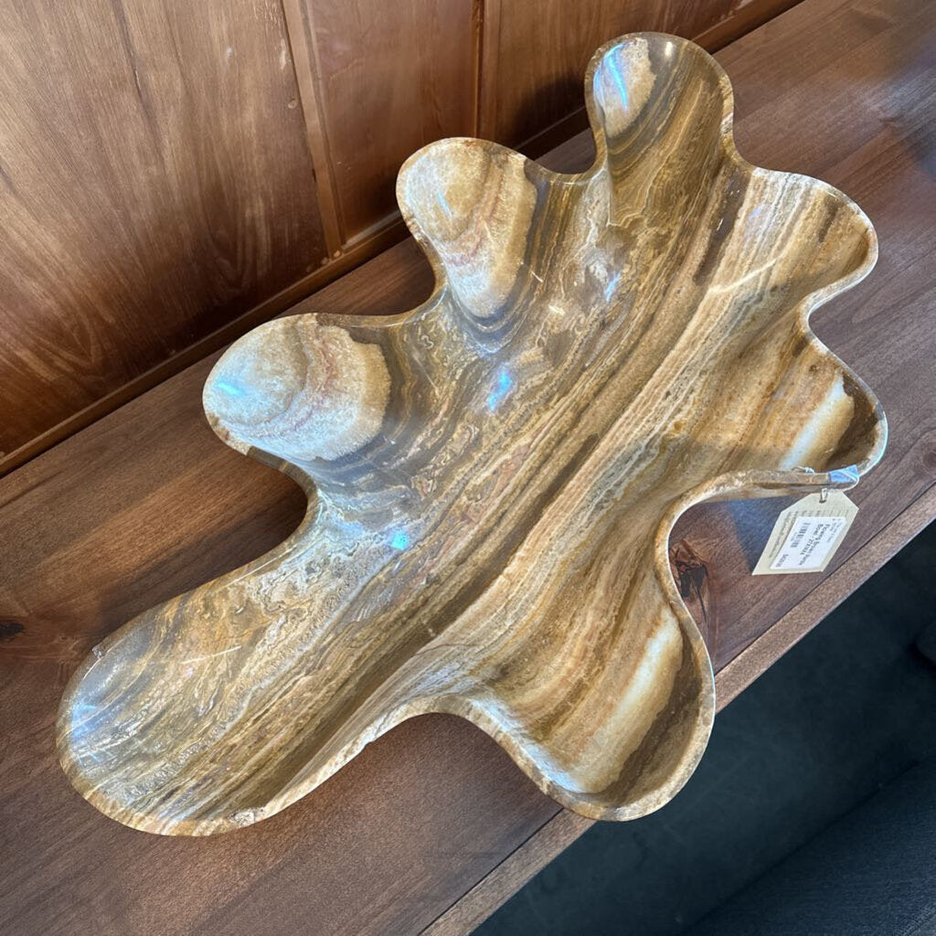 Wavey Brown Marble Bowl - 27X14X4 AS IS