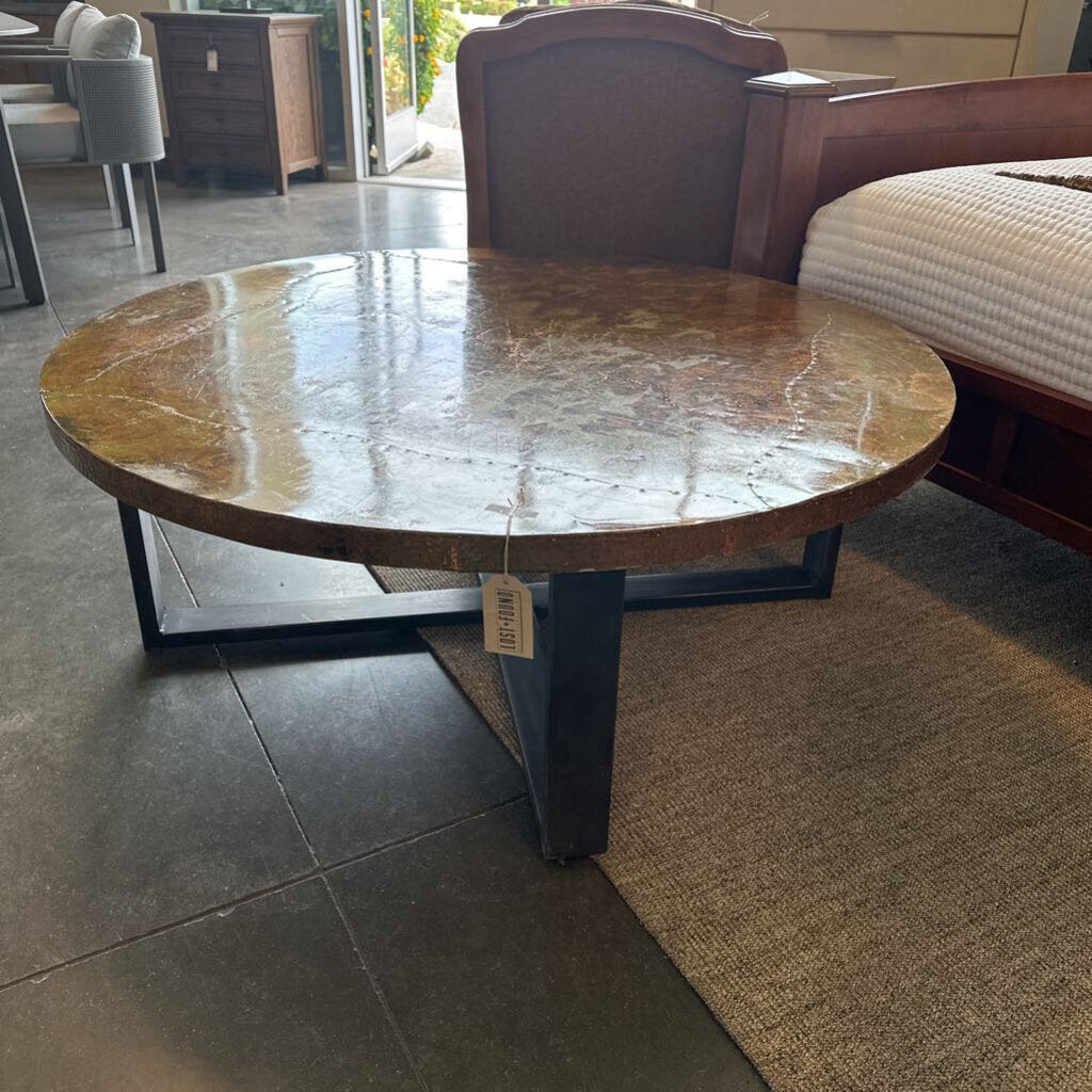 Copper Coffee Table W/ Metal Base - 48X18.5